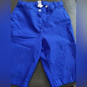 Cobalt Blue Womens Size 12 Tanjay Shorts Pockets Midi Bermuda Cuffed